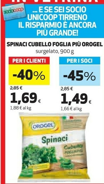 Coop Spinaci cubello foglia più i vegetali offerta
