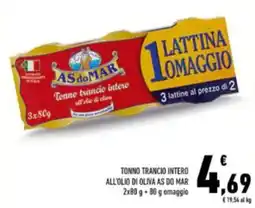 Conad Tonno trancio intero all'olio di oliva AS DO MAR offerta