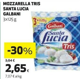 Coop Santa lucia tris mozzarella 375 g(ml) offerta
