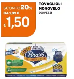 Ekom Tovaglioli monovelo BRAVO 200 pezzi offerta