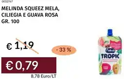 Prezzemolo e Vitale Melinda squeez mela, ciliegia e guava rosa offerta