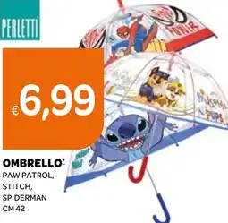 Ekom PERLETTI Ombrello paw patrol, stitch, spiderman offerta