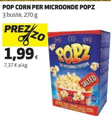 Pop corn per microonde offerta di Ipercoop