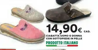 Ipercoop Ciabatta uomo o donna con sottopiede in pelle offerta