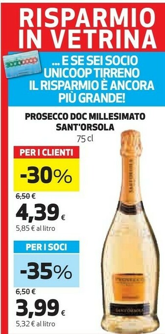 Coop Prosecco doc millesimato offerta