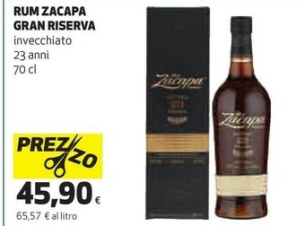 Coop Zacapa rum gran riserva offerta
