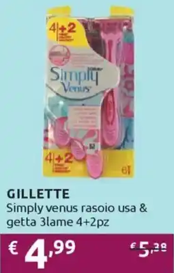 Ipersoap GILLETTE Simply venus rasoio usa & getta 3lame 4+2pz offerta