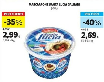 Coop Mascarpone santa lucia 500 g(ml) offerta