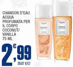 Splendidi e Splendenti Chanson d'eau acqua profumata per il corpo coconut/vanilla offerta