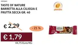 Prezzemolo e Vitale Taste of nature barretta alla ciliegia e frutta secca offerta