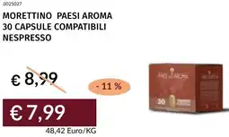 Prezzemolo e Vitale Morettino paesi aroma 30 capsule compatibili nespresso offerta