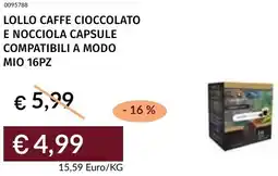 Prezzemolo e Vitale Lollo caffe cioccolato e nocciola capsule compatibili a modo mio 16pz offerta