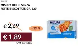 Prezzemolo e Vitale Misura dolcesenza fette biscottate offerta