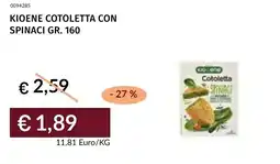 Prezzemolo e Vitale Kioene cotoletta con spinaci offerta