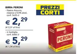 Esselunga BIRRA PERONI - Nastro Azzurro, classica o 0.0% alcol, conf. 3x33 cl offerta