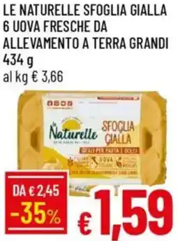 Galassia Le naturelle sfoglia gialla 6 uova fresche da allevamento a terra grandi offerta