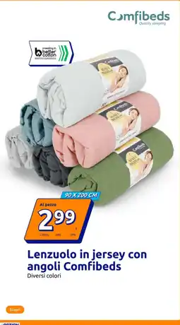Action Lenzuolo in jersey con angoli comfibeds diversi colori offerta