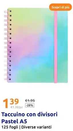 Action Taccuino con divisori Pastel A5 fogli/Diversi varianti offerta