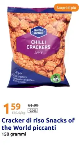 Action Cracker di riso Snacks of the World piccanti grammi offerta
