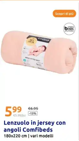 Action Lenzuolo in jersey con angoli Comfibeds vari modelli offerta