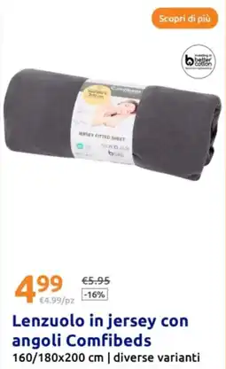 Action Lenzuolo in jersey con angoli Comfibeds diversi varianti offerta