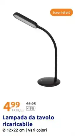 Action Lampada da tavolo ricaricabile vari colori offerta