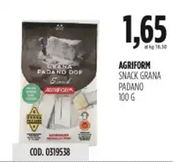 Carico Cash & Carry Agriform snack grana padano offerta