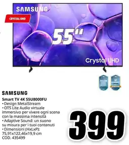 MediaWorld SAMSUNG Smart TV 4K 55U8000FU offerta
