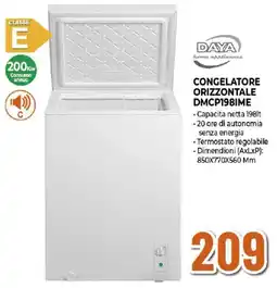 Ipercoop DAYA CONGELATORE ORIZZONTALE DMCP198IME offerta