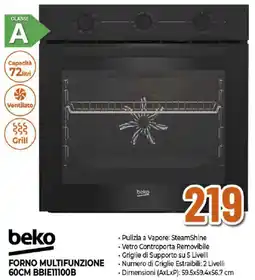 Ipercoop beko FORNO MULTIFUNZIONE 60CM BBIE11100B offerta