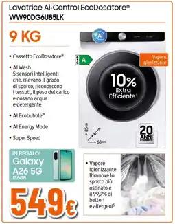 Ipercoop SAMSUNG Lavatrice Ai-Control EcoDosatore WW90DG6U85LK offerta