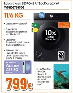 Ipercoop SAMSUNG Lavasciuga BESPOKE AI EcoDosatore WD11DB7B85GB offerta