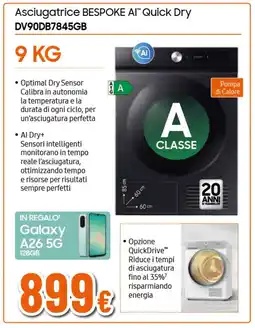 Ipercoop SAMSUNG Asciugatrice BESPOKE AI Quick Dry DV90DB7845GB offerta