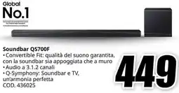 MediaWorld SAMSUNG Soundbar QS700F offerta