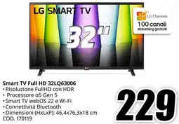 MediaWorld LG Smart TV Full HD 32LQ63006 offerta