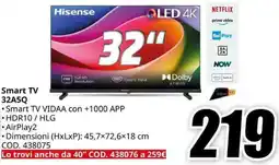 MediaWorld Hisense Smart TV 32A5Q offerta