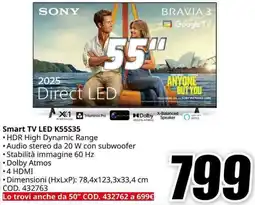 MediaWorld SONY Smart TV LED K55S35 offerta