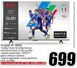 MediaWorld TCL TV QLED 75" 75P7K offerta