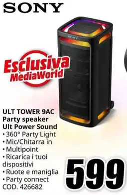 MediaWorld SONY ULT TOWER 9AC Party speaker Ult Power Sound offerta