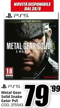 MediaWorld Metal Gear Solid Snake Eater Ps5 offerta