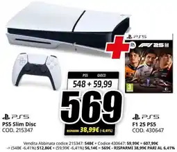 MediaWorld PS5 Slim Disc und F1 25 PS5 offerta