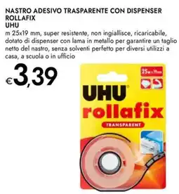 Bennet Nastro adesivo trasparente con dispenser rollafix UHU offerta