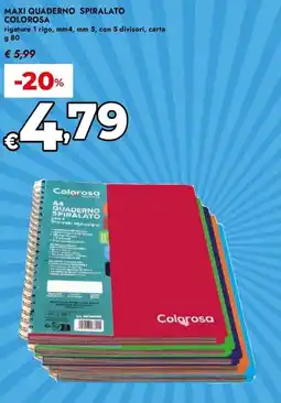 Bennet Maxi quaderno spiralato COLOROSA offerta