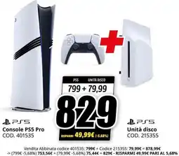 MediaWorld Console PS5 Pro und Unità disco offerta
