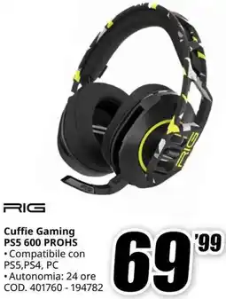 MediaWorld RIG Cuffie Gaming PS5 600 PROHS offerta