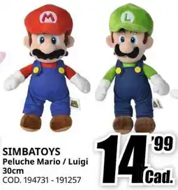 MediaWorld SIMBATOYS Peluche Mario / Luigi 30cm offerta