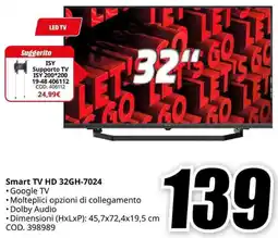 MediaWorld PEAQ Smart TV HD 32GH-7024 offerta