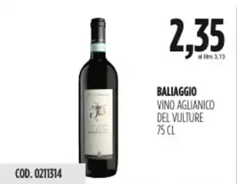Carico Cash & Carry Baliaggio vino aglianico del vulture offerta