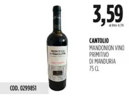 Carico Cash & Carry Cantolio mandonion vino primitivo di manduria offerta