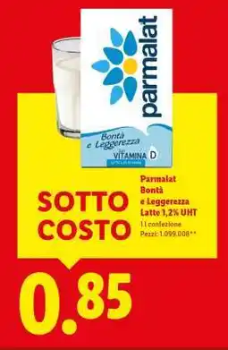 Lidl Parmalat Bontà e Leggerezza Latte 1,2% UHT offerta